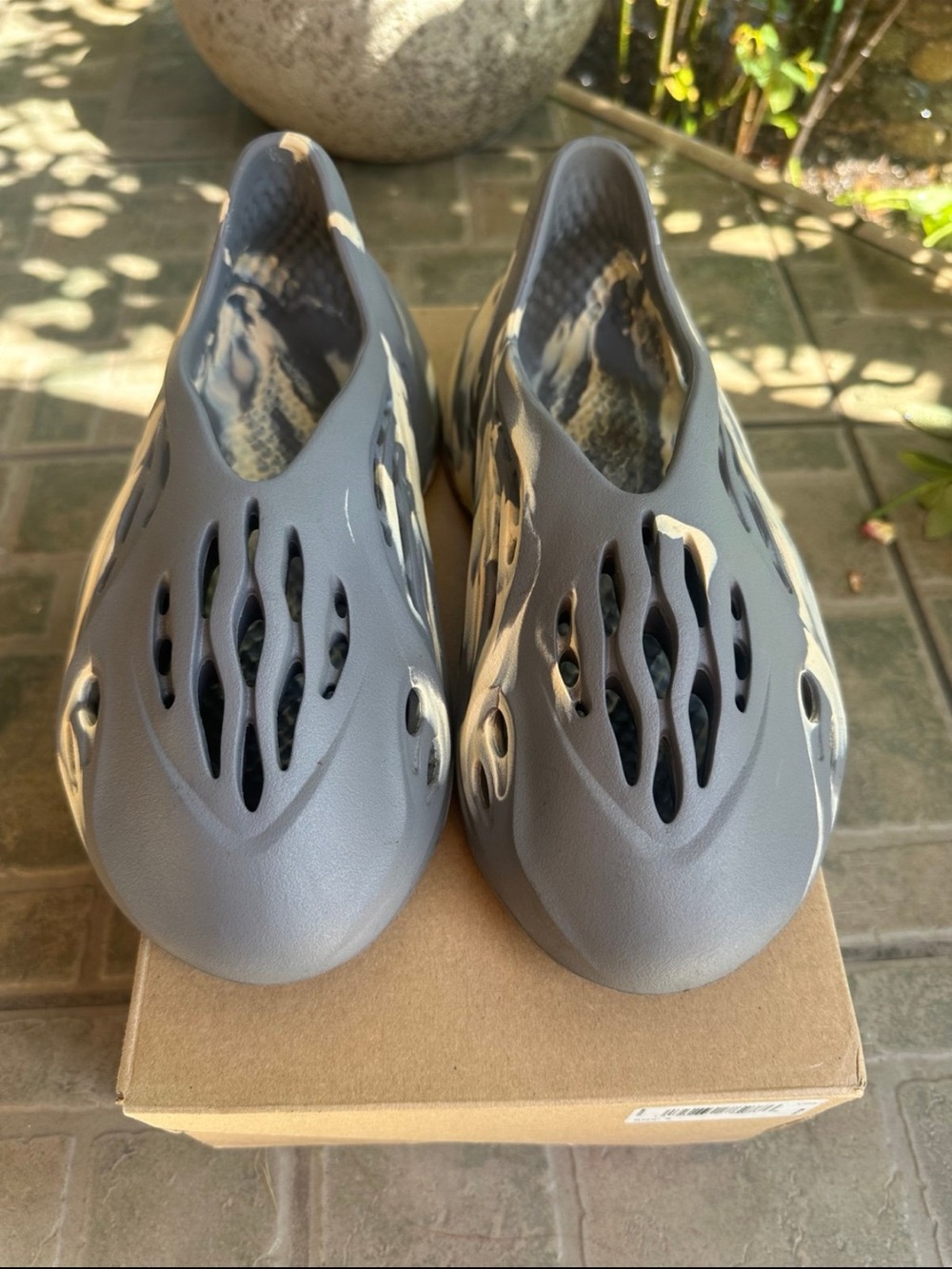 Yeezy Foam Runner Mules in Gray with Cream Accents